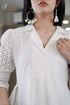 Designer White Hakoba Women Dress , Front Detail view